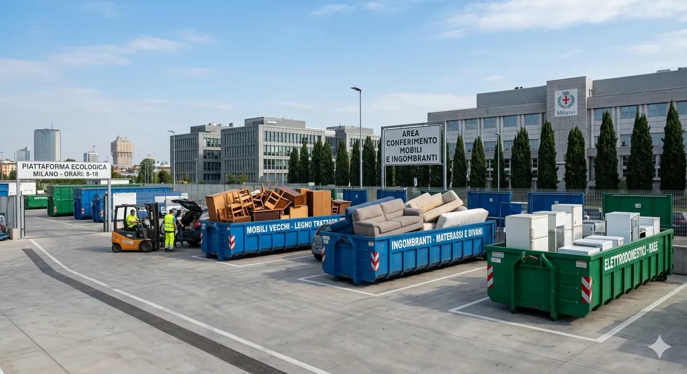 Riciclerie a Milano con contenitori per il conferimento dei mobili
