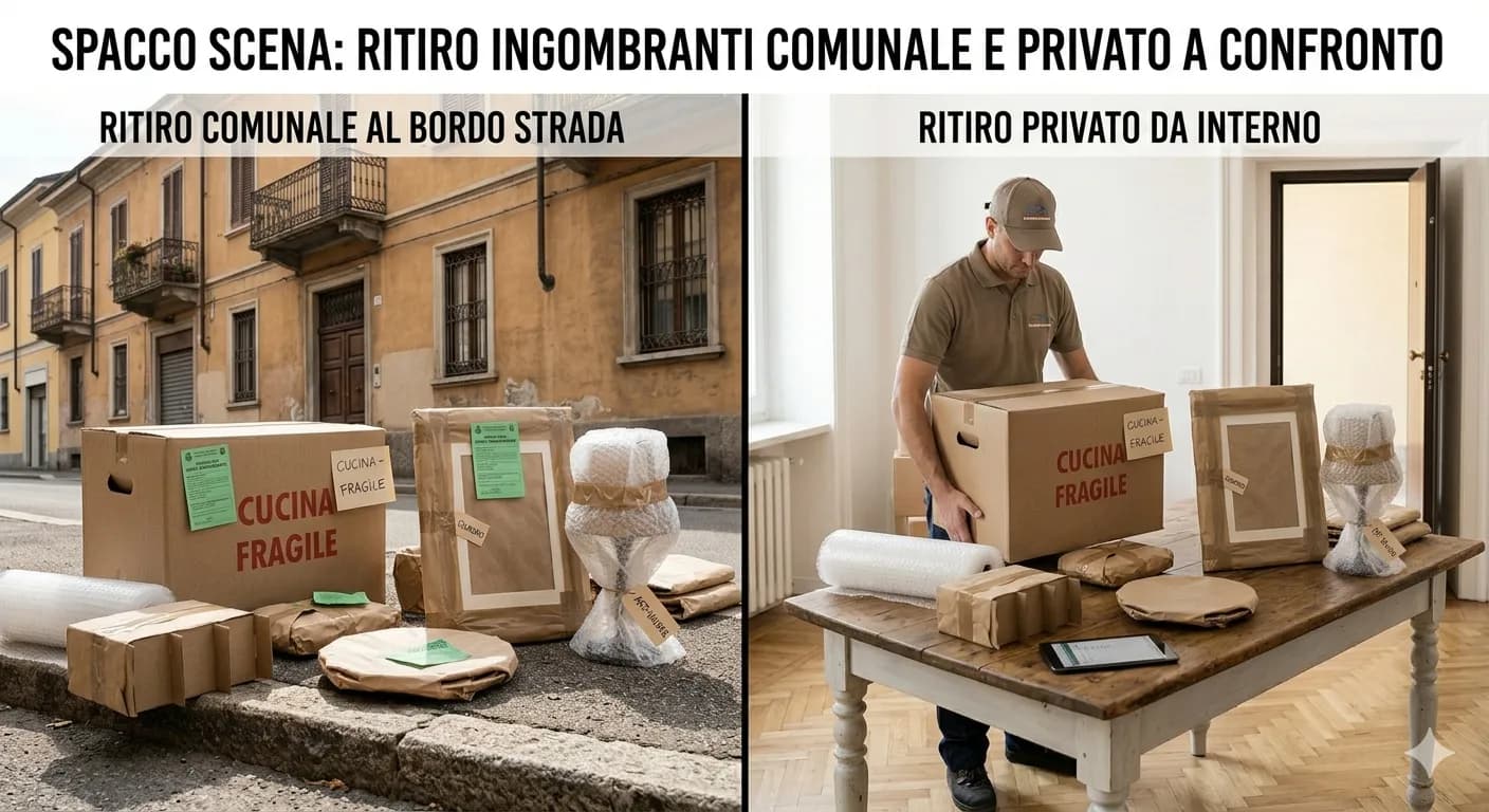 Confronto tra ritiro ingombranti comunale su strada e privato a domicilio