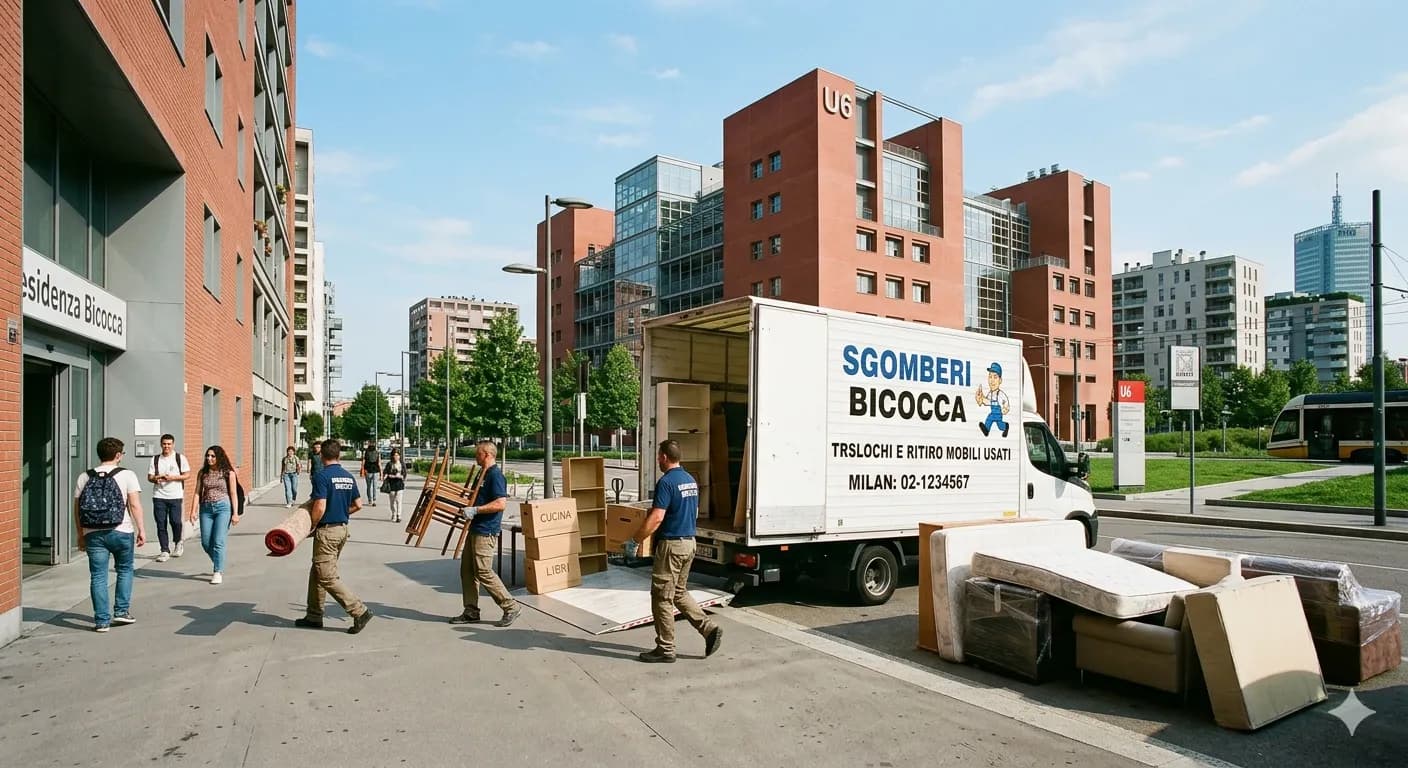 Quartiere Bicocca a Milano con edifici universitari moderni