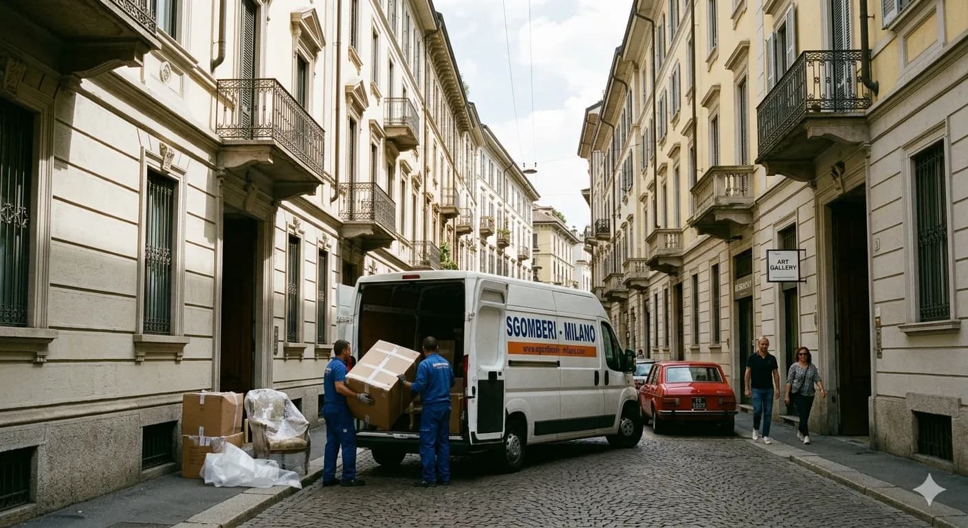 Strada del centro storico di Milano con palazzi d'epoca
