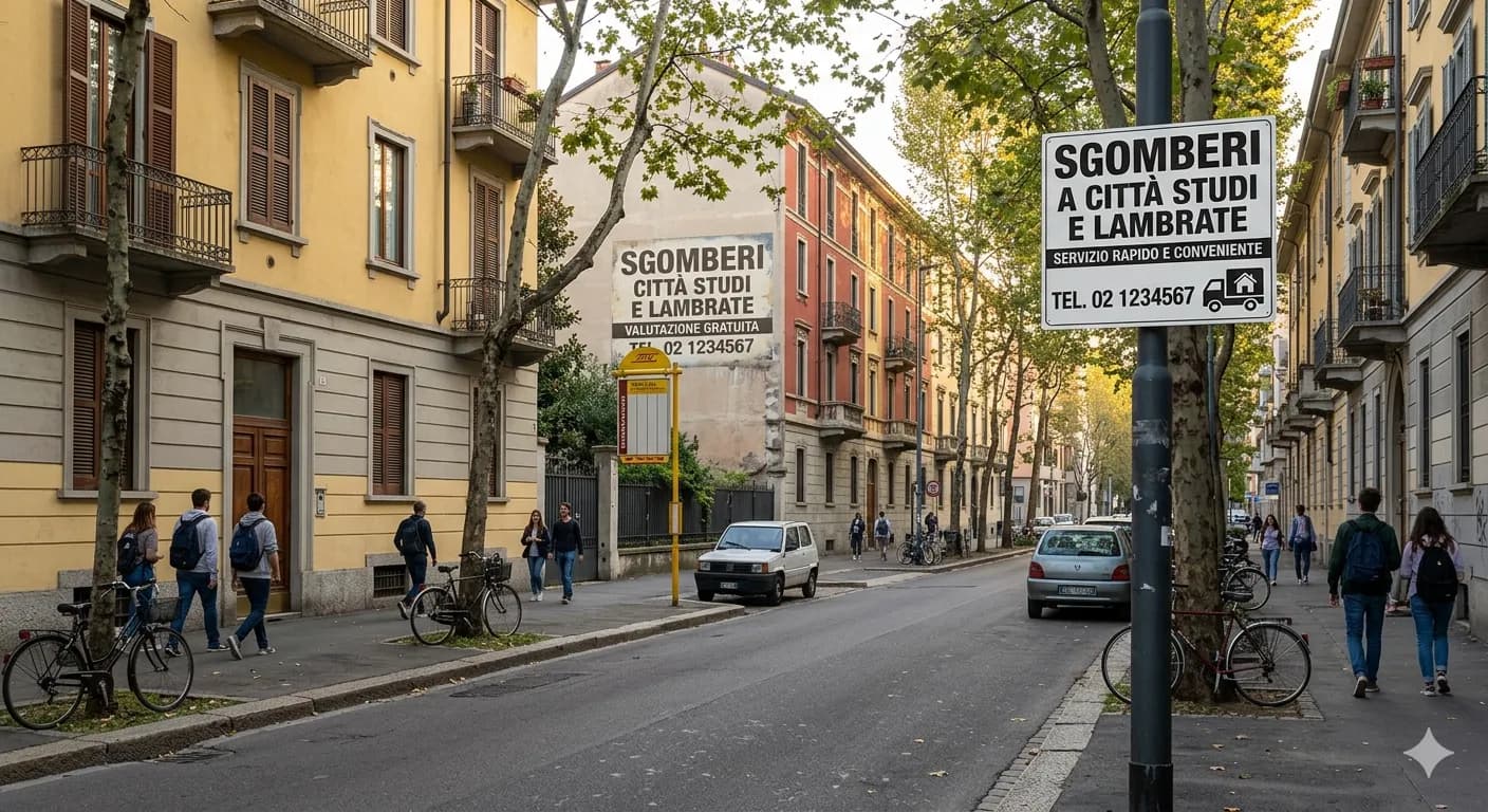 Strada residenziale a Città Studi con il Politecnico di Milano
