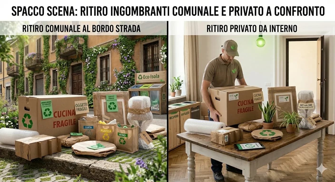 Materiali separati per il recupero in uno smaltimento ecologico a Milano