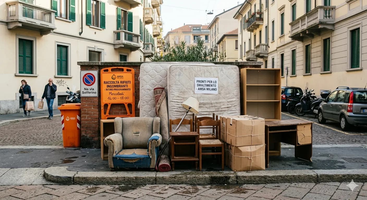Mobili e rifiuti ingombranti pronti per lo smaltimento a Milano